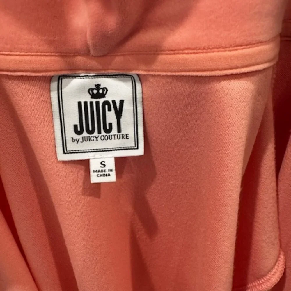 Juicy Couture Pink Velour Tracksuit, 2 pieces, Zip Hoodie Jacket & Pants, Size S